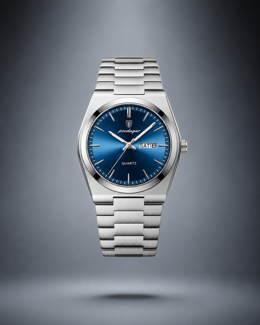 Reloj POEDAGAR Hombre — Acero Inoxidable · Cuarzo · Fecha y Día · Estilo Lujo