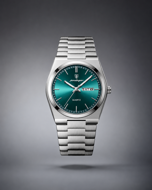 Reloj POEDAGAR Hombre — Acero Inoxidable · Cuarzo · Fecha y Día · Estilo Lujo